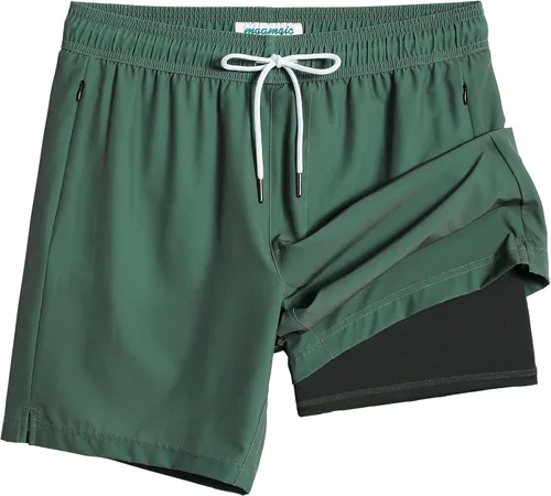 Vista 36 de maamgic Traje de Baño para Hombre 2 en 1, Pantalones Cortos de Natación de 17.8 cm para Hombre, Trajes de Baño, Pantalones Cortos de Tabla
