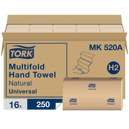 Vista 3 de Rollo de papel higiénico Jumbo blanco Tork T22 (Universal) y toalla de mano Tork Multifold Natural H2 (Universal)