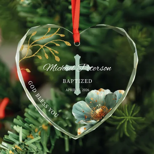 Vista 17 de Adorno de cristal personalizado para bautismo de bebé, regalo de bautismo para niños y niñas, regalo de confirmación, adorno de árbol de Navidad