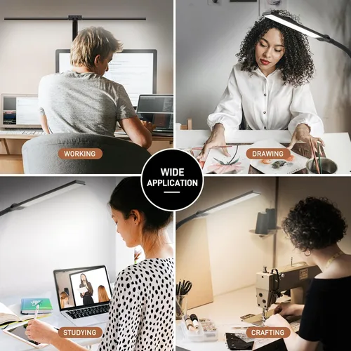 Vista 7 de Lámpara de Escritorio LED para Oficina en Casa, Luz de Escritorio que Cuida los Ojos con Abrazadera, Lámpara de Trabajo de Arquitecto de Doble