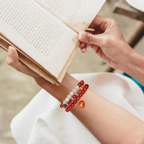 Vista 7 de Vinswet Pulseras de cuentas de cristal curativo para mujer, pulsera de piedras preciosas de piedra lunar de amatista natural, para aliviar