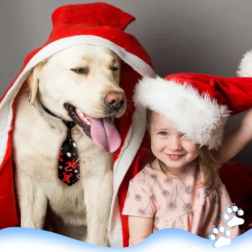 Vista 2 de Frienda Corbatas de Navidad para perros, 6 piezas ajustables para mascotas, corbatas de Navidad para cachorros para festivales de Navidad