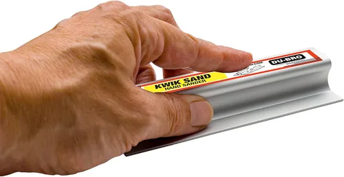 Vista 2 de Du-Bro Kwik Sand - Bloque de lijado de mano de aluminio ligero con cómodo agarre ergonómico, incluye 3 unidades de papel de lija autoadhesivo
