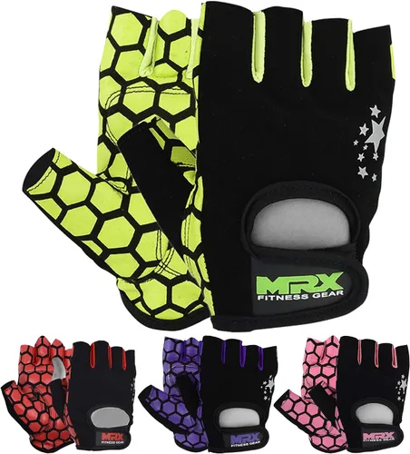 Vista 9 de MRX - Guantes de levantamiento de pesas para mujer, guantes de entrenamiento de fitness, antideslizantes, acolchados, absorción de golpes, agarre