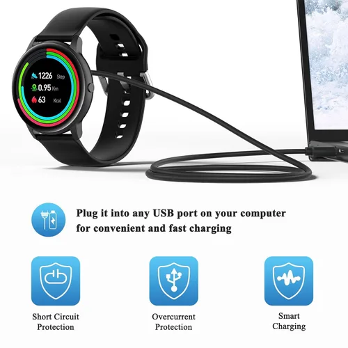 Vista 5 de Vancle Paquete de 2 cargadores de reloj inteligente Gloryfit, cable de carga USB magnético para relojes inteligentes GloryFit T80 T70 T60 T50 P99