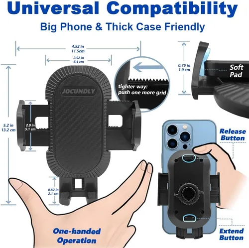 Vista 3 de Soporte de teléfono de coche para Ford Edge 2015-2023 [compatible con funda gruesa] Soporte de teléfono celular, soporte de navegación celular