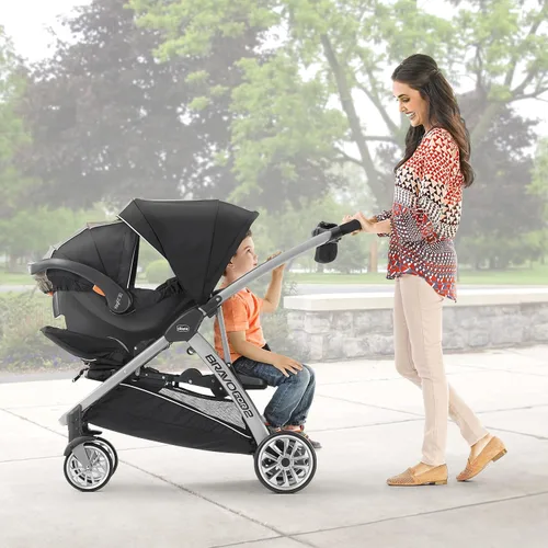 Vista 2 de Chicco BravoFor2 Silla de paseo doble de pie o sentado - Hierro Negro/Gris