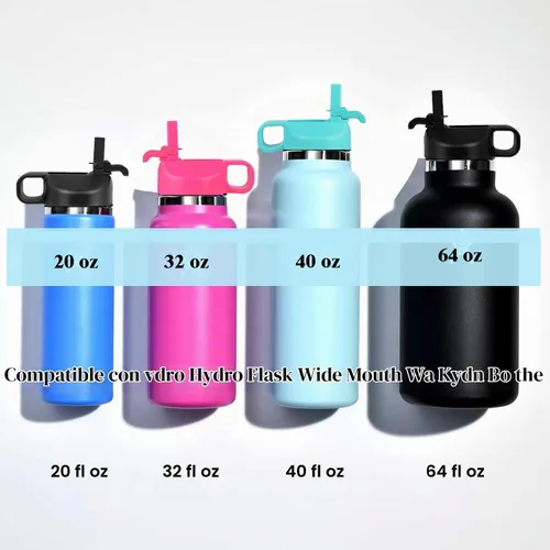 Vista 4 de Tapa de popote para botella de agua de boca ancha de 12, 32, 40, 64 onzas, tapas compatibles con Hydro Flask Sports Water Bottle Tapa superior