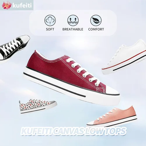 Vista 5 de kufeiti - Tenis para mujer diseño clásico bajo de lona tenis planos cómodos