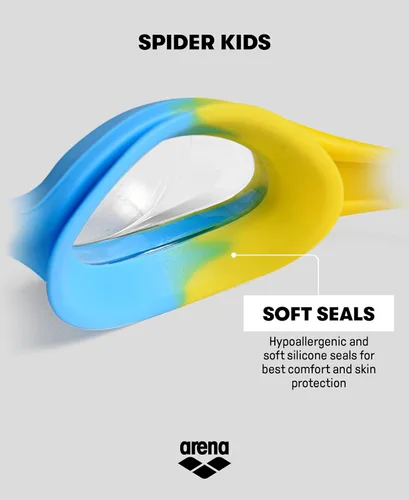 Vista 5 de ARENA Gafas de natación unisex Spider para niños y niñas de 2 a 5 años, lente antivaho sin espejo, correa fácil de usar, gafas sin fugas