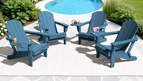 Vista 51 de SERWALL Silla Adirondack plegable para exteriores, silla de patio con portavasos - Ejército