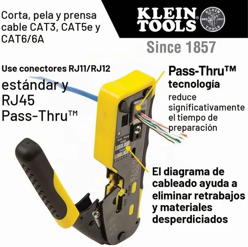 Vista 3 de Klein Tools Crimpadora modular de trinquete VDV226-110 + probador de cable LAN de red VDV526-100