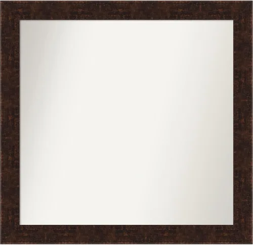 Vista 88 de Amanti Art Espejo de baño de bronce para sobre fregadero, 24 x 24 pulgadas, espejo de tocador cuadrado estrecho de bronce Manhattan, marco de madera