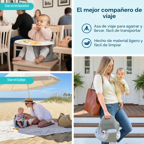 Vista 7 de Upseat El piso ergonómico original para bebé y asiento elevador con bandeja, desarrollado con fisioterapeutas para una postura vertical y un Gris