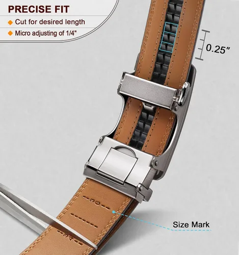 Vista 4 de KEMISANT Cinturón para hombre, cinturón de trinquete de cuero, ajuste personalizable, estilo sin esfuerzo de 1.378 in