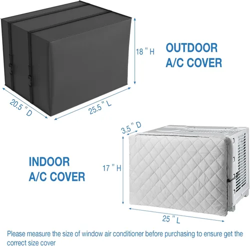 Vista 3 de Paquete de 2 fundas de aire acondicionado para ventana, cubierta de aire Tamaño M: 21 l*15 H*3.5D + 21W*16D*15H