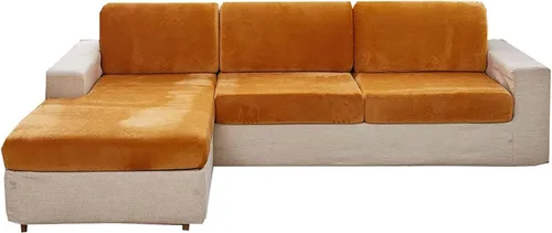 Vista 13 de Fundas elásticas de cojín para sofá, funda de cojín de terciopelo en forma de L para sofá chaise longue, funda de asiento de sofá seccional