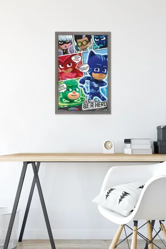Vista 6 de Trends International PJ Masks - Póster de pared, 14.725 x 22.375 pulgadas, versión enmarcada de madera de granero