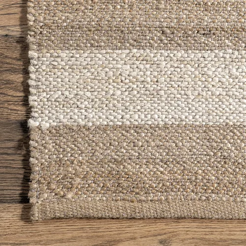 Vista 9 de Tapete NuLoom Alisia de yute, con diseño de rayas, 2' 6" x 8', blanco mate Alisia Blanquecino