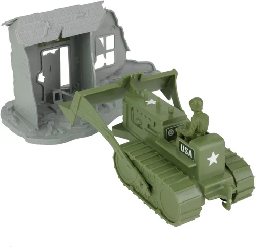 Vista 4 de BMC Classic Army Corps of Engineers Bulldozer Building Plastic Army Men Playset