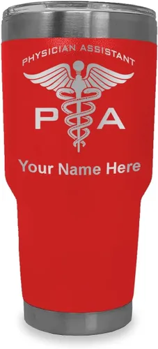 Vista 18 de LaserGram Vaso aislado al vacío de 20 onzas, asistente médico PA, grabado personalizado incluido (negro)