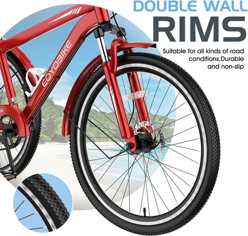 Vista 2 de Slsy Triciclo de montaña para adultos, bicicleta de tres ruedas de 7 velocidades, triciclos para adultos de 24/26 pulgadas para personas mayores