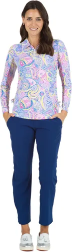 Vista 2 de IBKUL Athleisure Wear - Polo de manga larga con protección solar UPF 50+ Icefil Cooling Tech Mariel Print de longitud ajustable - 48483