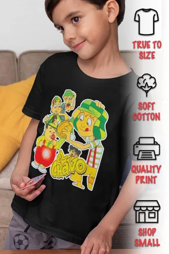 Vista 3 de Chavo del Ocho - Camisa infantil Don Ramon Chilindrina Kiko Torta Chespirito Group, L