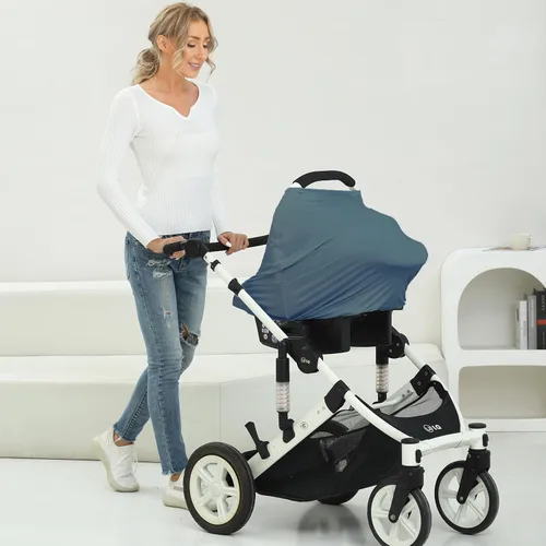 Vista 5 de Funda de asiento de automóvil transpirable para bebés – Funda de lactancia de rayón suave multiusos para lactancia materna, toldo de asiento