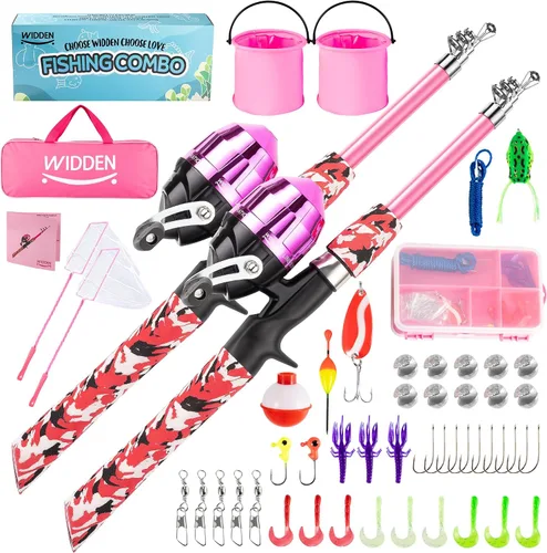 Vista 16 de WIDDEN Kids Fishing Pole, Portable Telescopic Kids Fishing Poles for Boys and Girls, Fishing Rod and Reel Combo Kit with Tackle Box, and Fishing