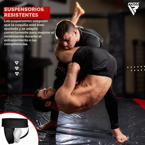 Vista 5 de RDX Protector de Ingle para Hombre, Copa para Boxeo, Kickboxing, MMA, Muay Thai, Entrenamiento de Lucha, Protector de Ingle Ventilado Ajustable Negro