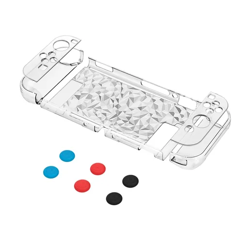 Vista 7 de TNP Dockable Case for Nintendo Switch with 6 Pcs Thumbstick Caps, Clear Protective Case for Nintendo Switch Plastic Hard Shell Anti Scratch