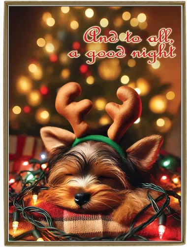 Vista 9 de Glory To Dog And To All A Good Night Sleepy Beagle Puppy - Juego de 12 tarjetas y sobres de Navidad