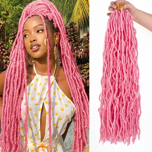Vista 22 de Leeven Nuevas Trenzas de Ganchillo de Cabello con Locs Falsos Suaves de 24 Pulgadas de Largo Locs de Diosa Desgastados 6 Paquetes Negro Natural