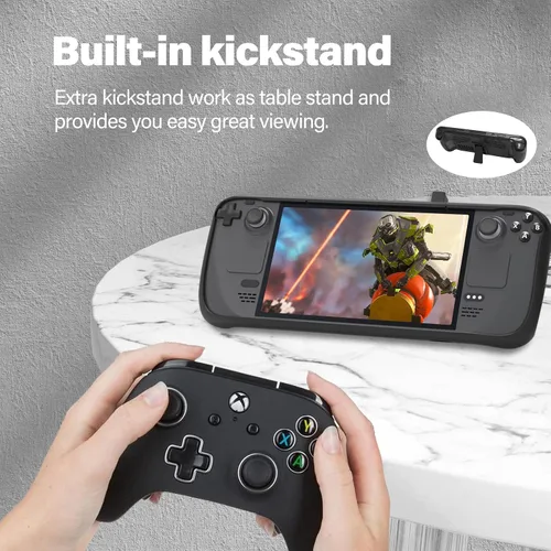 Vista 2 de BECONNA Protective Case for Steam Deck,TPU Protective Cover with Full Protection, Shock-Absorption, Non-Slip,Anti-Scratch Design, 6 Button Stikers