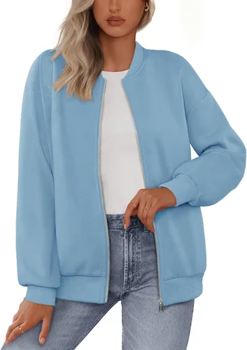 Vista 10 de MEROKEETY Sudaderas con cremallera de manga larga para mujer, chaquetas casuales holgadas de abrigo con bolsillos Negro