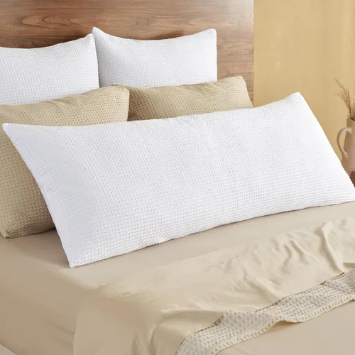 Vista 19 de PHF Funda de almohada 100% algodón con tejido de gofre, 22 x 22 pulgadas, sin relleno, paquete de 2 elegantes fundas de almohada cuadradas