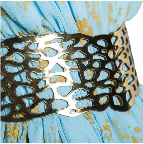 Vista 9 de Xfang - Vestido de chifón para mujer disfraz para cosplay, halloween vestido largo azul
