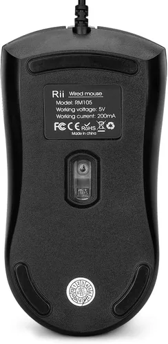 Vista 8 de Rii RM105 Mouse con cable mouse de computadora con retroiluminación RGB colorida niveles de 2400 DPI agarre cómodo óptico ergonómico ratones