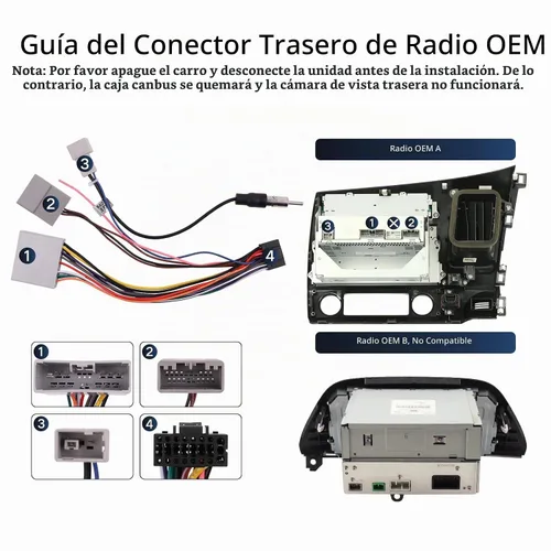 Vista 4 de Conector de arnés de cableado de radio de automóvil para Honda Civic 2006-2011, CRV 2007-2011, Pilot 2009-2011 - Cable de alimentación de radio