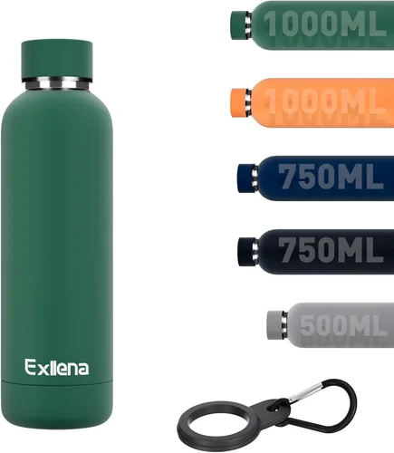 Vista 20 de Exllena Botella de agua pequeña de 12 onzas con clip, doble pared de acero inoxidable al vacío, pequeña botella de agua aislada que mantiene
