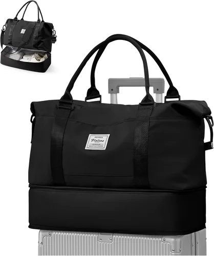 Vista 15 de VECAVE Bolsa de viaje para mujer, bolsa deportiva para gimnasio, E20-Púrpura profundo, Grande, Bolsa de viaje
