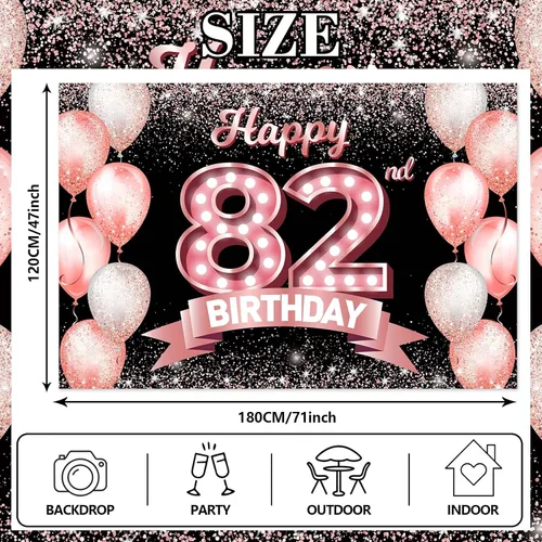 Vista 346 de Cartel de feliz cumpleaños décimo oro rosa, telón de fondo, saludos a 10 años, globos de confeti, decoración temática para niñas de 10 años