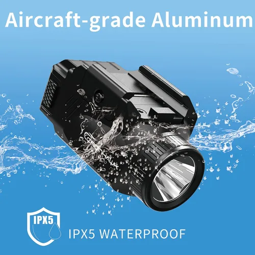 Vista 7 de CRONHAWK Linterna táctica compacta de 600 lúmenes con riel ajustable con estroboscópico para pistolas se adapta a Picatinny MIL-STD-1913