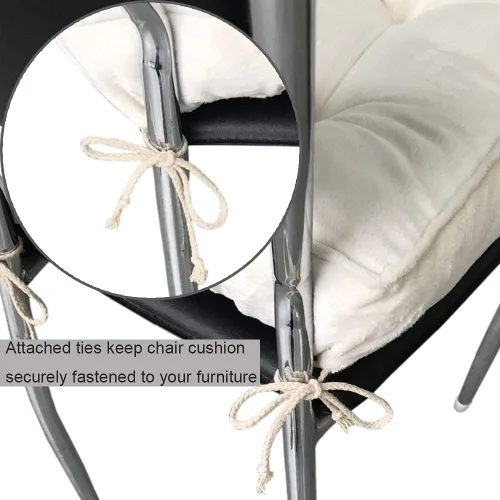 Vista 6 de Big Hippo Almohadillas cuadradas para silla con lazos, almohadillas de asiento suaves y gruesas para oficina, hogar o automóvil, 17 x 17 pulgadas