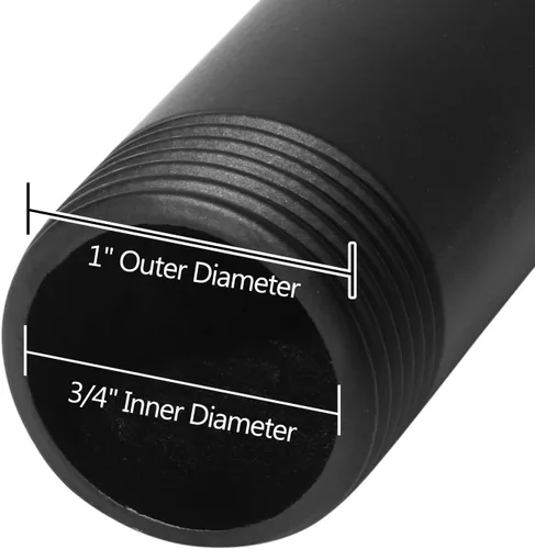 Vista 2 de HITOMEN Tubo de metal industrial de 3/4 pulgadas x 11.25 pulgadas (10 piezas) – Tubos roscados negros de hierro resistente para montaje en pared