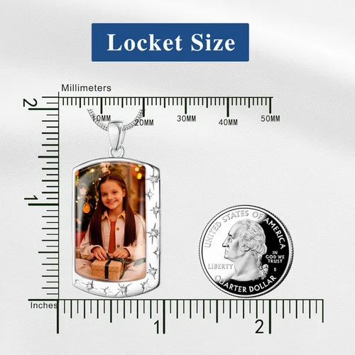 Vista 4 de Fanery Sue Necklace with Picture Inside, Picture Necklace Personalized Photo Custom Dog Tag Necklace Chain Jewelry Military Pendant Memorial Gifts