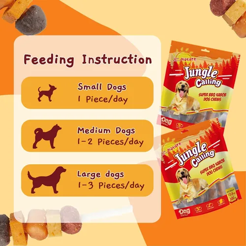 Vista 9 de Jungle Calling Golosinas para Perros, Aperitivos Kabob para Perros Multisabor, Kabobs Comestibles para Perros, Hechos con Pollo, Pato, Carne de Res