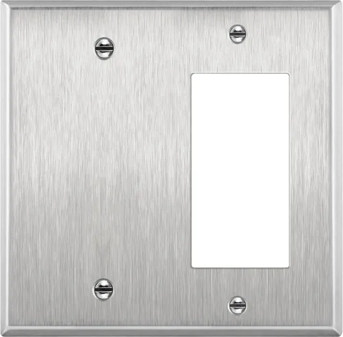Vista 8 de ENERLITES Combination Decorator - Placa de pared basculante y salida en blanco, tamaño estándar, cubierta de interruptor de luz de 2 cuadras, 4.50 x