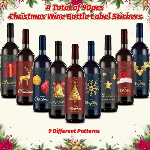 Vista 3 de Botella de vino Sticekr (Navidad)